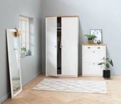 Armoire MARKSKEL 112x210 Blanc/chêne -Magasin De Meubles 100355