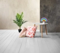 Bout De Canapé TAPS 55x55 Blanc/bambou -Magasin De Meubles 111191