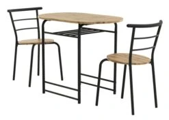 GADSTRUP L92 Table + 2 GADSTRUP Chaises Noir/coloris Chêne