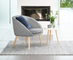 Bout De Canapé BAKKEBJERG Ø40 Blanc/naturel -Magasin De Meubles 115340