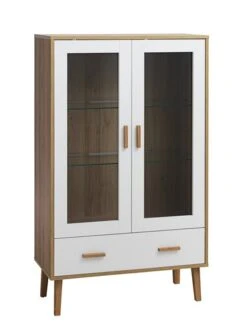 Vitrine GAMMELGAB 2 Portes A/éclairage LED Chêne/blanc