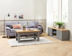 Meuble TV MARKSKEL Gris/chêne -Magasin De Meubles 128800 1