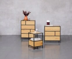 Commode 6 Tiroirs TRAPPEDAL Chêne/noir -Magasin De Meubles 128883