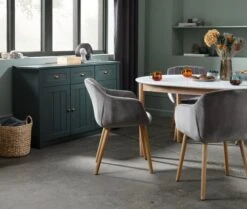 Table MARSTRAND Ø110/110x200 Blanc/naturel -Magasin De Meubles 131881