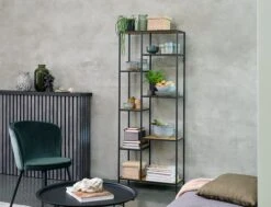 Étagère TRAPPEDAL 7 Tablettes Chêne/noir -Magasin De Meubles 132113