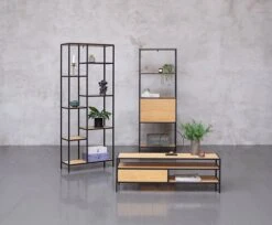 Étagère TRAPPEDAL 7 Tablettes Chêne/noir -Magasin De Meubles 132282