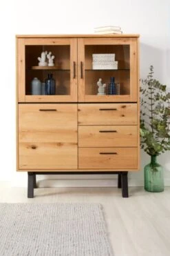 Royal Oak Vitrine SANDBY 3 Portes Chêne Naturel/noir -Magasin De Meubles 132851