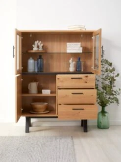 Royal Oak Vitrine SANDBY 3 Portes Chêne Naturel/noir -Magasin De Meubles 132852