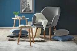 Bout De Canapé TAPS 40x40 Blanc/bambou -Magasin De Meubles 133284