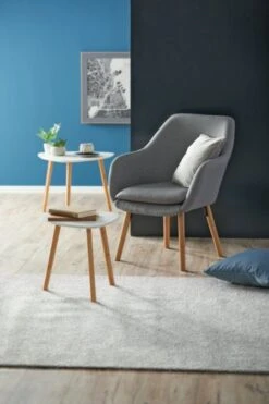 Bout De Canapé TAPS 40x40 Blanc/bambou -Magasin De Meubles 133286