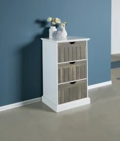 Commode ORLANDO 3 Tiroirs Blanc/gris -Magasin De Meubles 137781