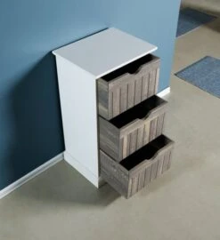 Commode ORLANDO 3 Tiroirs Blanc/gris -Magasin De Meubles 137783