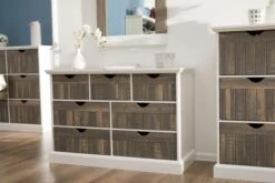 Commode OLDEKROG 7 Tiroirs Blanc/gris -Magasin De Meubles 137788