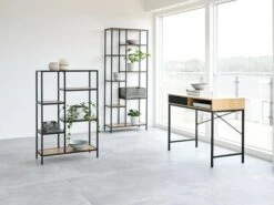 Étagère TRAPPEDAL 5 Tablettes Chêne/noir -Magasin De Meubles 139145 1