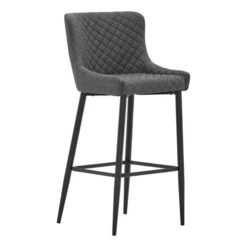 Chaise De Bar PEBRINGE Avec Dossier Tissu Gris/noir