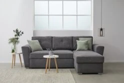 Canapé Convertible Avec Méridienne VEJLBY Tissu Gris Foncé -Magasin De Meubles 157616