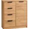 Commode 4 Tiroirs 1 Porte JENSLEV Combi Chêne