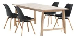 GADESKOV L200 Table Chêne + 4 KASTRUP Chaises Noir/chêne