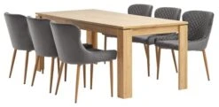 LINTRUP L190/280 Table Chêne + 4 PEBRINGE Velours Gris 4 LINTRUP L190/280 Table Chêne + 4 PEBRINGE Velours Gris -Magasin De Meubles 163539