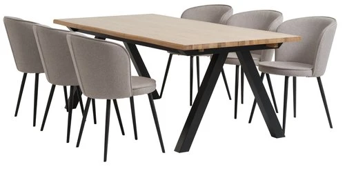 SANDBY L210 Table Chêne Naturel + 4 RISSKOV Chaises Gris C. 2 SANDBY L210 Table Chêne Naturel + 4 RISSKOV Chaises Gris C. – Image 2