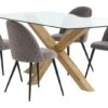 AGERBY L160 Table Chêne + 4 KOKKEDAL Chaises Velours Gris