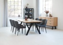 Royal Oak Buffet SANDBY 2 Portes + 3 Tiroirs Chêne Naturel/noir -Magasin De Meubles 165161