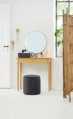 Pouf GISLEV Ø36 A/rangement Tissu Asphalte -Magasin De Meubles 178907