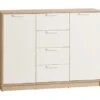 Buffet JENSLEV 2 Portes 4 Tiroirs Chêne/blanc