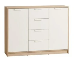 Buffet JENSLEV 2 Portes 4 Tiroirs Chêne/blanc
