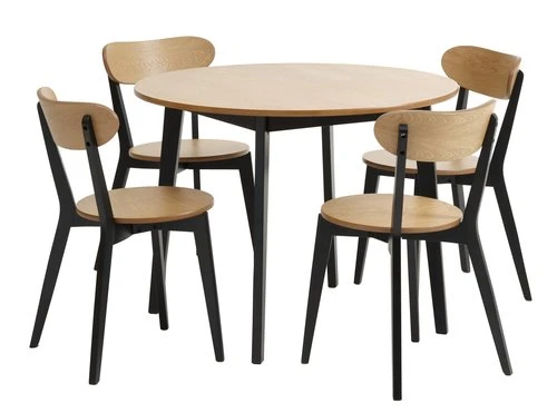JEGIND Ø105 Table Chêne/noir + 4 JEGIND Chaises Chêne/noir 1 JEGIND Ø105 Table Chêne/noir + 4 JEGIND Chaises Chêne/noir