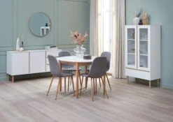 Table MARSTRAND Ø110/110x200 Blanc/naturel -Magasin De Meubles 188051 1