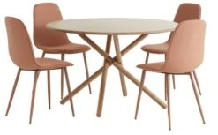 SKIBET Ø120 Table + 4 BISTRUP Chaises Pêche