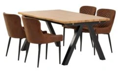 SANDBY L160 Table Chêne Naturel + 4 PEBRINGE Brun/noir