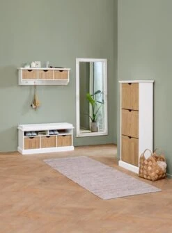 Banc OLDEKROG 3 Tiroirs Blanc/chêne -Magasin De Meubles 198731