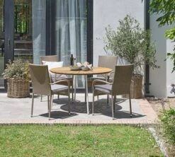 Table De Jardin BASTRUP Ø120 Naturel/blanc -Magasin De Meubles 201535
