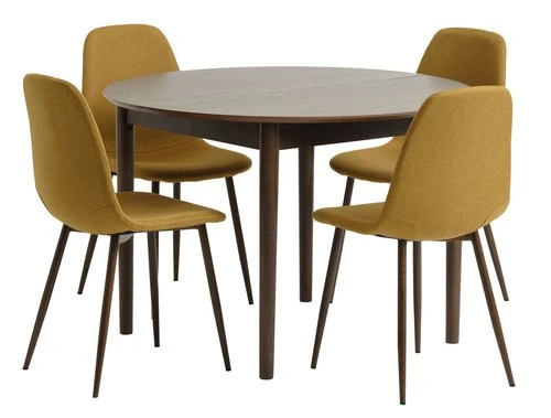 MARSTRAND Ø110 Table Chêne Foncé + 4 JONSTRUP Curry/chêne F. 1 MARSTRAND Ø110 Table Chêne Foncé + 4 JONSTRUP Curry/chêne F.