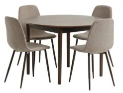 MARSTRAND Ø110 Table Chêne Foncé + 4 JONSTRUP Chaises Beige