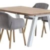 SKAGEN L150 Table Blanc/chêne + 4 ADSLEV Chaises Vel. Gris