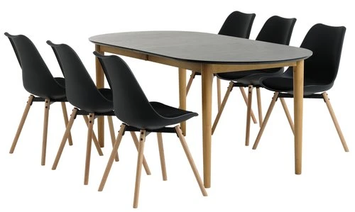 EGENS L190/270 Table Noir + 4 KASTRUP Chaises Noir 2 EGENS L190/270 Table Noir + 4 KASTRUP Chaises Noir – Image 2