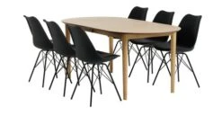 EGENS L190/270 Table Chêne + 4 KLARUP Chaises Noir -Magasin De Meubles 214064