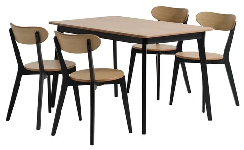 JEGIND L130 Table Chêne/noir + 4 JEGIND Chaises Chêne/noir 1 JEGIND L130 Table Chêne/noir + 4 JEGIND Chaises Chêne/noir