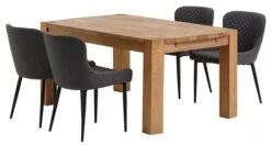 OLLERUP L160 Table Chêne + 4 PEBRINGE Chaises Gris/noir
