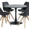 RINGSTED Ø100 Table Noir + 4 BLOKHUS Chaises Noir
