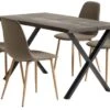 ROSKILDE L140 Table Chêne Foncé + 4 BISTRUP Chaises Olive