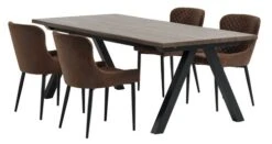 SANDBY L210 Table Chêne Foncé + 4 PEBRINGE Brun/noir