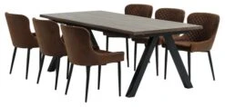 SANDBY L210 Table Chêne Foncé + 4 PEBRINGE Brun/noir -Magasin De Meubles 214225