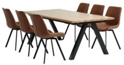 SANDBY L210 Table Chêne Naturel + 4 HYGUM Chaises Cognac -Magasin De Meubles 214227