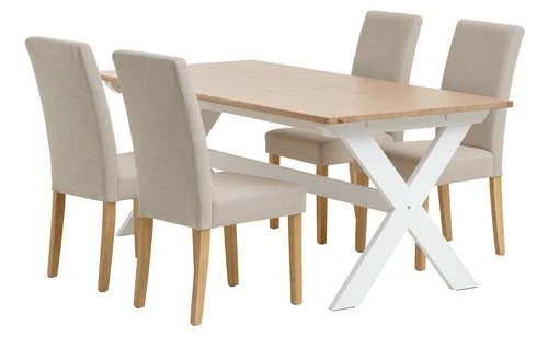 VISLINGE L190 Table Naturel + 4 TUREBY Chaises Beige 1 VISLINGE L190 Table Naturel + 4 TUREBY Chaises Beige