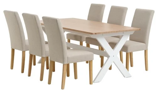 VISLINGE L190 Table Naturel + 4 TUREBY Chaises Beige 2 VISLINGE L190 Table Naturel + 4 TUREBY Chaises Beige – Image 2