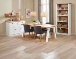 SKAGEN L200 Table Blanc/chêne + 4 PEBRINGE Chaises Vel. Gris -Magasin De Meubles 214475 2